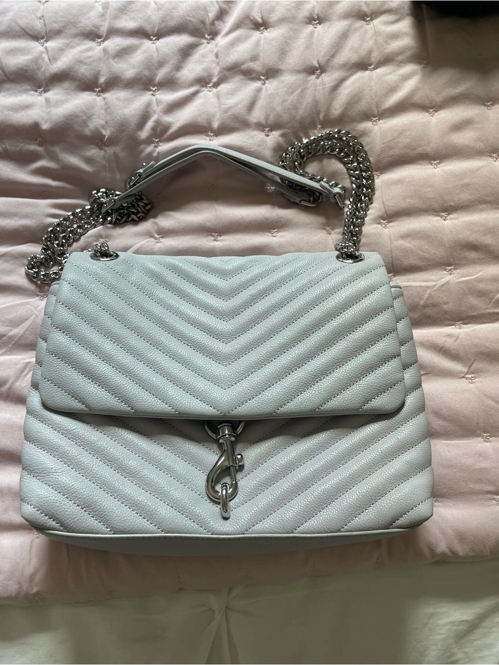 Rebecca Minkoff Edie flap shoulder bag - dove gray and silver hardware